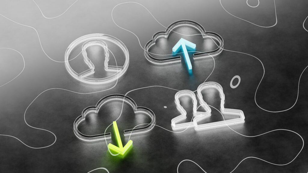 Darstellung von Cloud-Diensten, Benutzerkonten und digitalen Verbindungen für die externe Zusammenarbeit mit Microsoft Entra B2B.